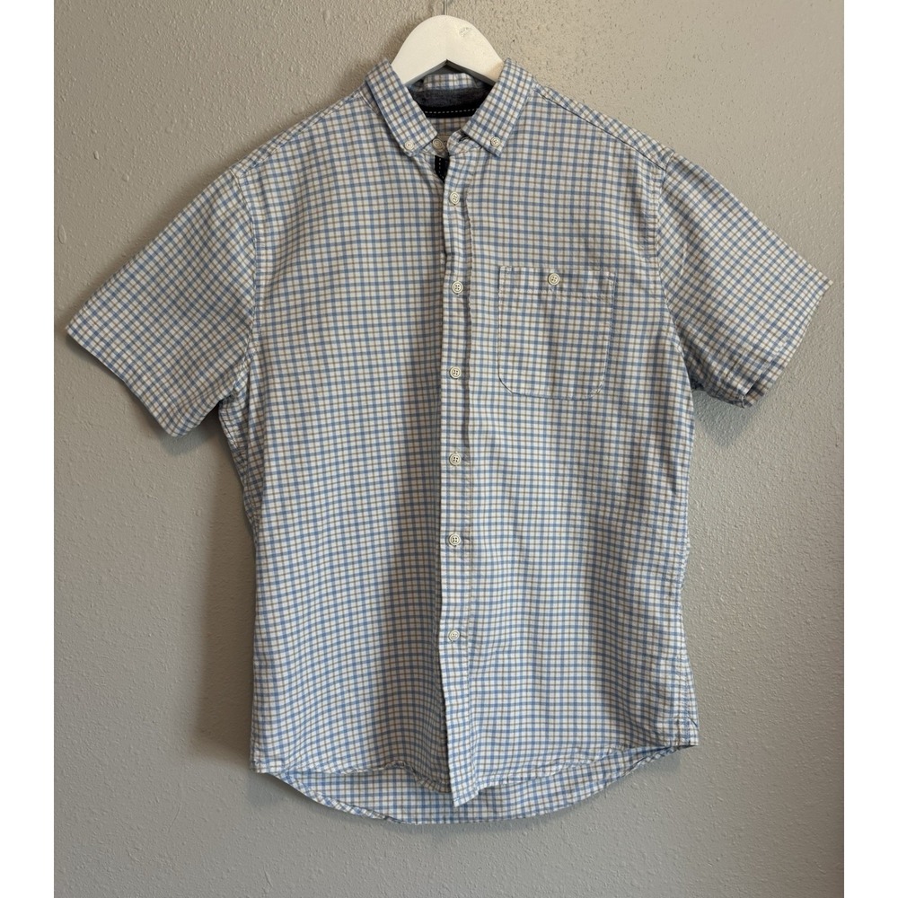 Heritage Report Collection Men's Slim Fit Blue Gingham Button Down Shirt Med EUC